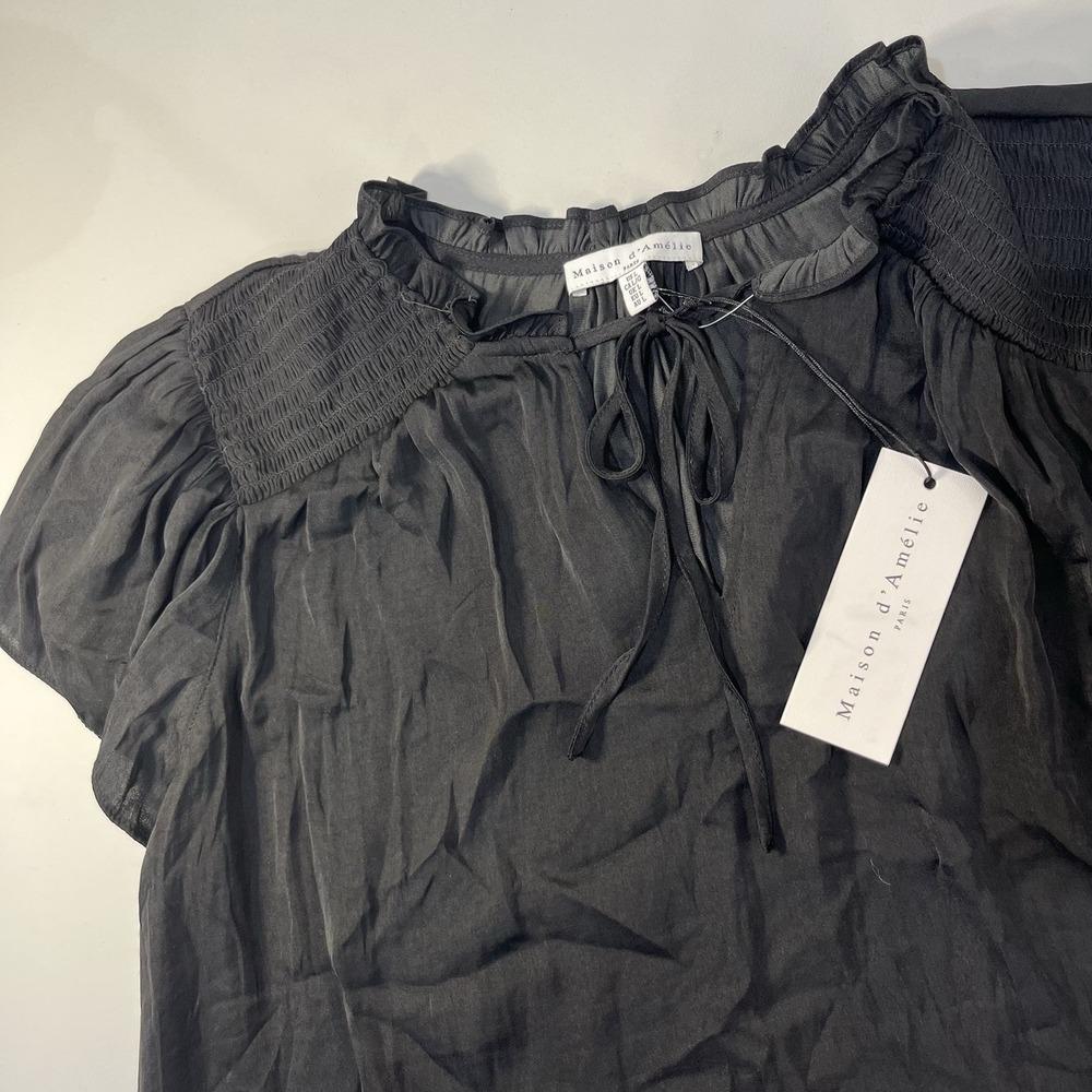 Maison d'Amelle Top Black Large Victorian Ruffle Neck Coquette New Minimalist